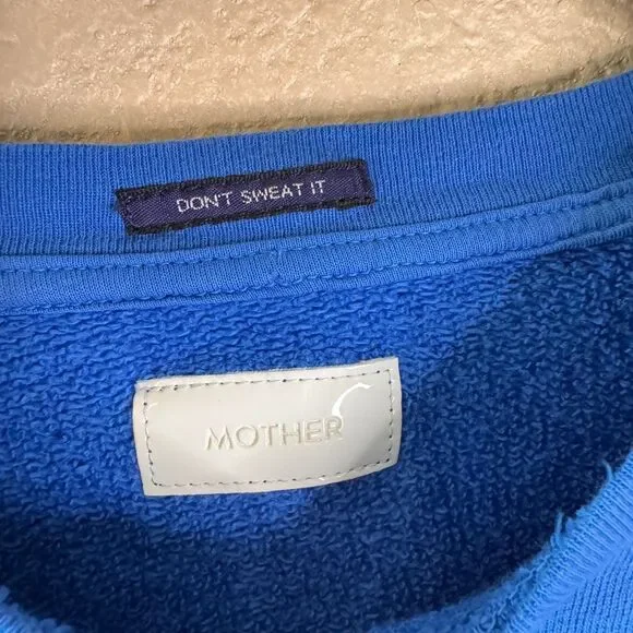 Mother The Drop Square 80’s Sweatshirt Womens XS Blue Graphic Crewneck Pullover - Picture 2 of 11
